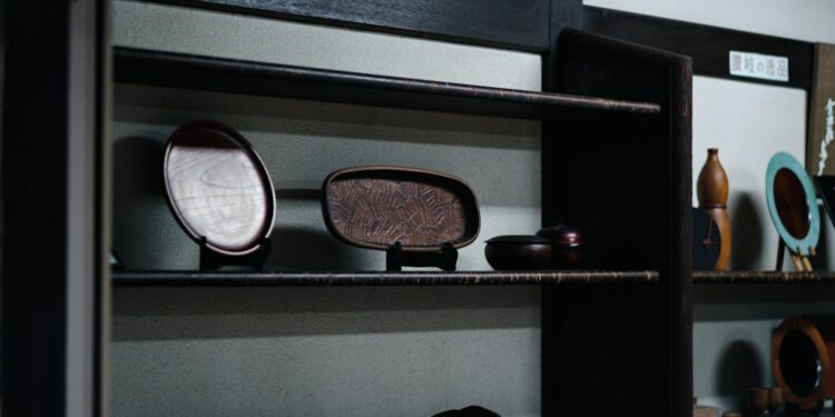 a shelf filled with lots of different types of items