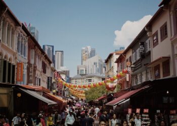 people near building